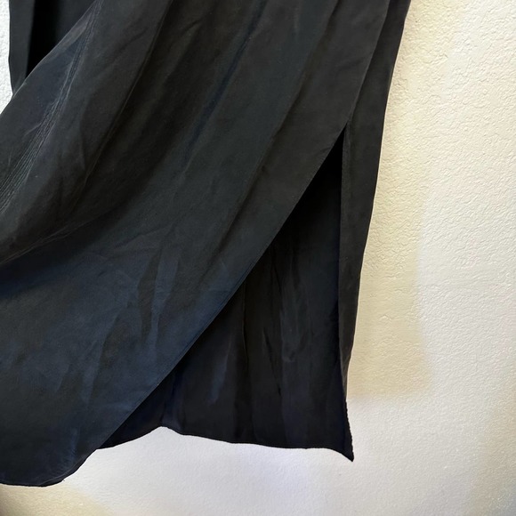 Frame V-Neck T-Strap Midi Slip Dress Black Size Medium - Picture 9 of 14